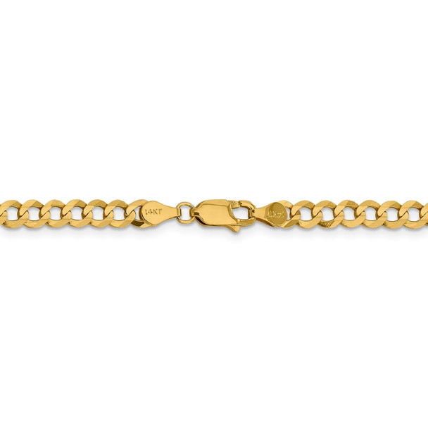 20" 14k Yellow Gold 4.7mm Lightweight Flat Cuban Chain Necklace