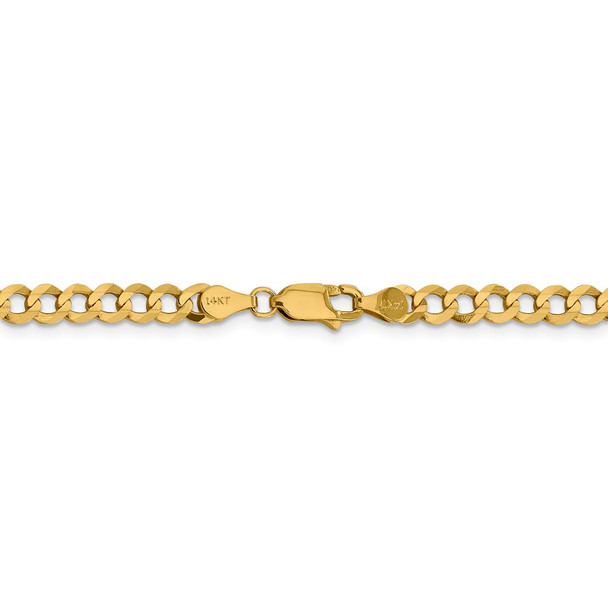 24" 14k Yellow Gold 4.7mm Lightweight Flat Cuban Chain Necklace