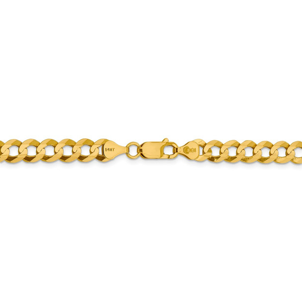 18" 14k Yellow Gold 7.2mm Lightweight Flat Cuban Chain Necklace