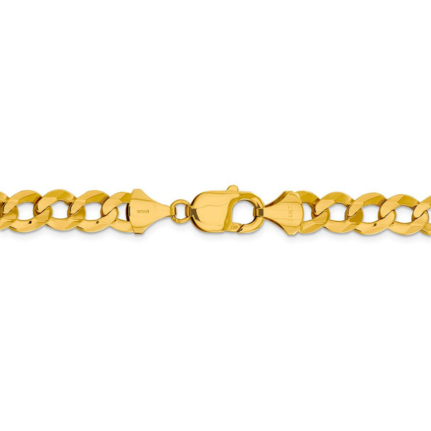 20" 14k Yellow Gold 9.4mm Lightweight Flat Cuban Chain Necklace