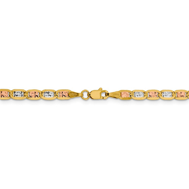 24" 14k Tri-color Gold 3.8mm Rose & White Rhodium-plating Pave Valentino Chain Necklace