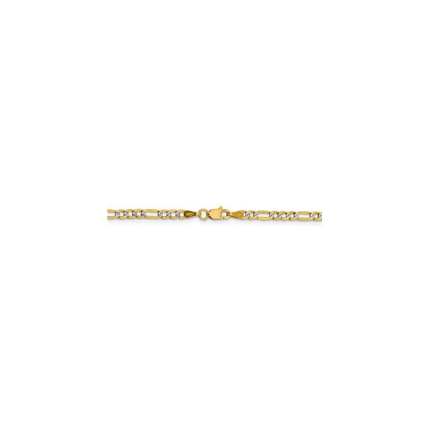 18" 14k Yellow Gold 3.2mm Semi-solid w/ Rhodium-plating Pave Figaro Chain Necklace