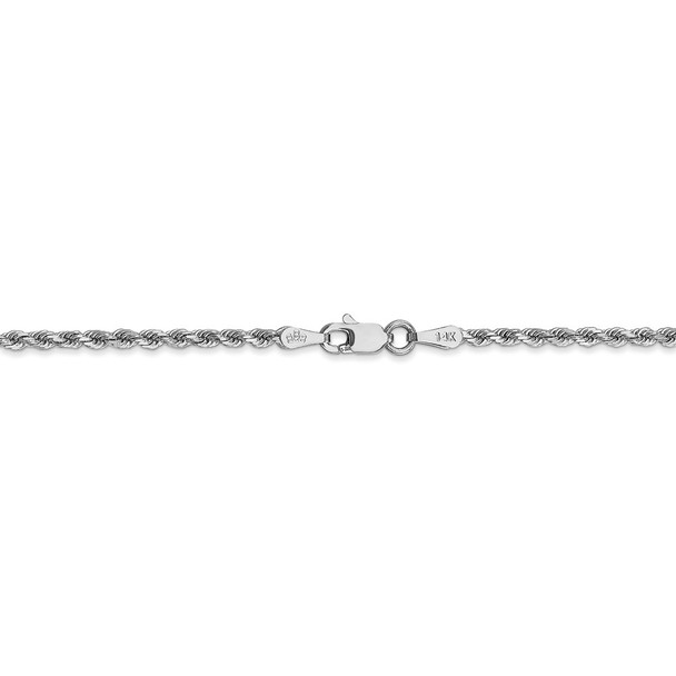 16" 14k White Gold 2mm Diamond-cut Rope with Lobster Clasp Chain Necklace