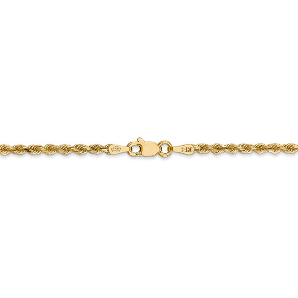 24" 14k Yellow Gold 2.25mm Diamond-cut Rope with Lobster Clasp Chain Necklace