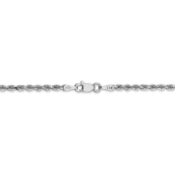 16" 14k White Gold 2.25mm Diamond-cut Rope with Lobster Clasp Chain Necklace