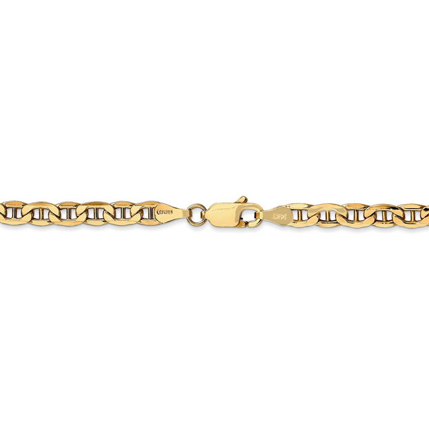 24" 14k Yellow Gold 4mm Semi-Solid Anchor Chain Necklace