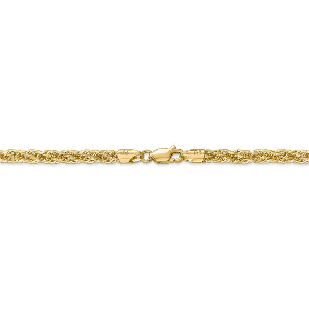 16" 14k Yellow Gold 3.3mm Diamond-cut Semi-Solid Rope Chain Necklace