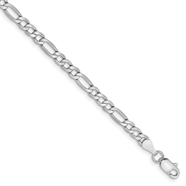 7" 14k White Gold 3.5mm Semi-Solid Figaro Chain Bracelet