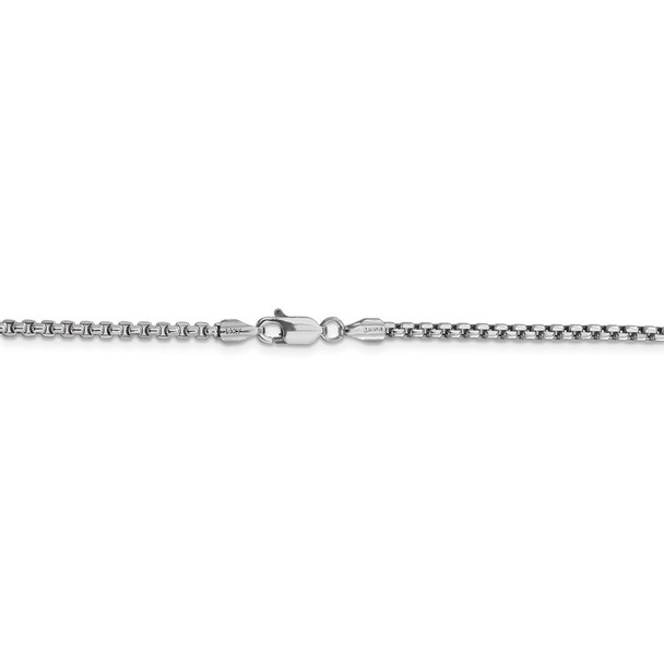 20" 14k White Gold 2.45mm Semi-Solid Round Box Chain Necklace