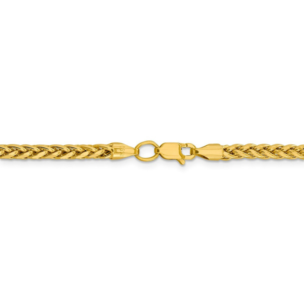 24" 14k Yellow Gold 3.1mm Semi-solid Diamond-cut Wheat Chain Necklace