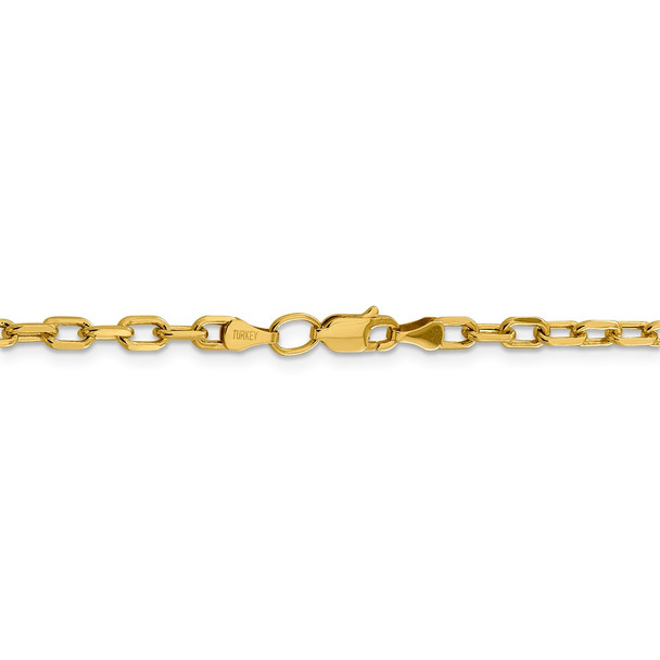 22" 14k Yellow Gold 3.7mm Semi-solid Diamond-cut Open Link Cable Chain Necklace