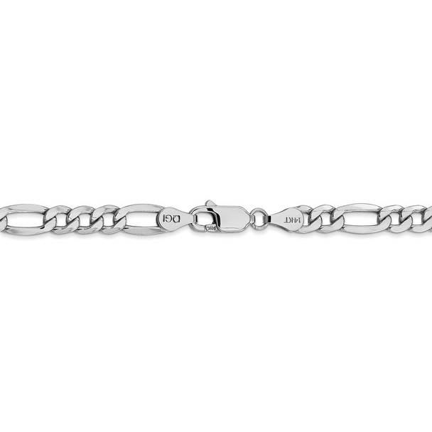 18" 14k White Gold 5.75mm Semi-Solid Figaro Chain Necklace