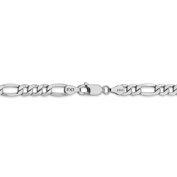 20" 14k White Gold 5.75mm Semi-Solid Figaro Chain Necklace