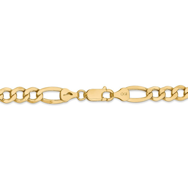 26" 14k Yellow Gold 7.3mm Semi-Solid Figaro Chain Necklace