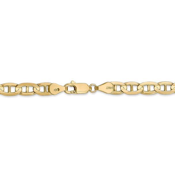 24" 14k Yellow Gold 5.25mm Concave Anchor Chain Necklace