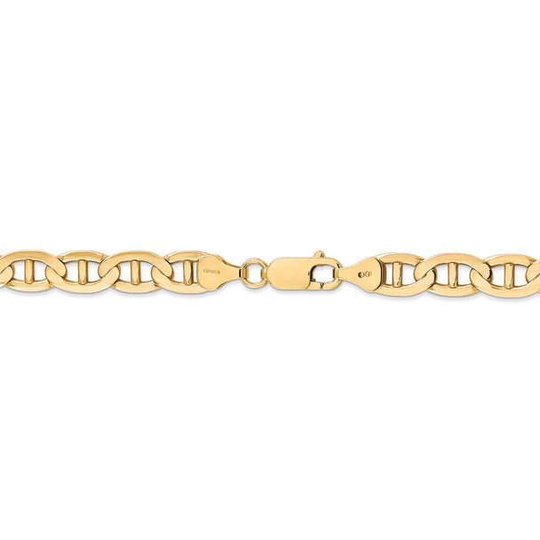 22" 14k Yellow Gold 7mm Concave Anchor Chain Necklace