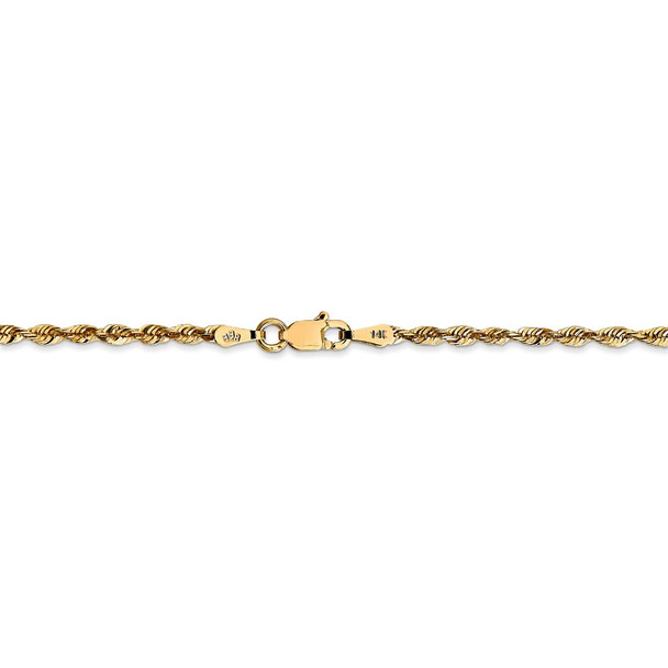 24" 14k Yellow Gold 2.25mm Extra-Light Diamond-cut Rope Chain Necklace