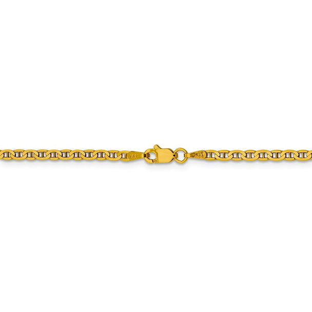 10" 14k Yellow Gold 2.4mm Concave Anchor Chain Anklet