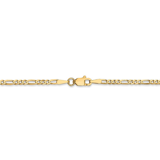 16" 14k Yellow Gold 2.25mm Flat Figaro Chain Necklace