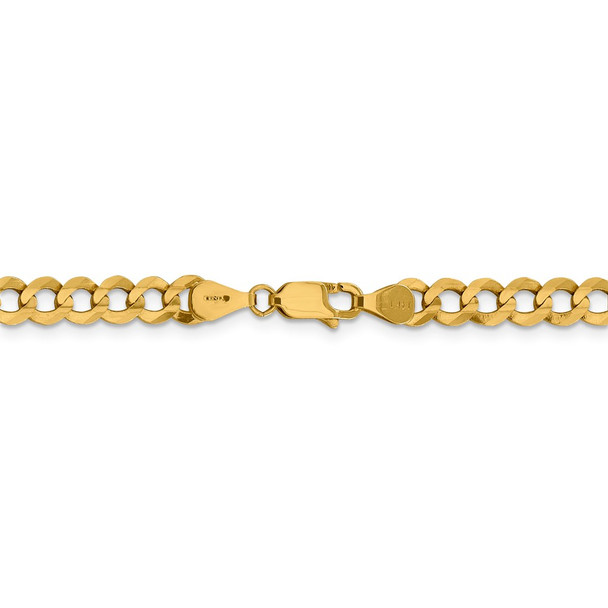 24" 14k Yellow Gold 5.9mm Lightweight Flat Cuban Chain Necklace