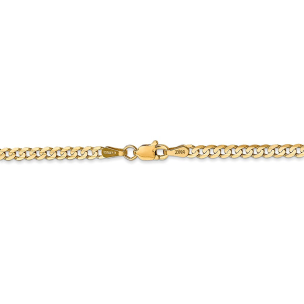 16" 14k Yellow Gold 3mm Open Concave Curb Chain Necklace