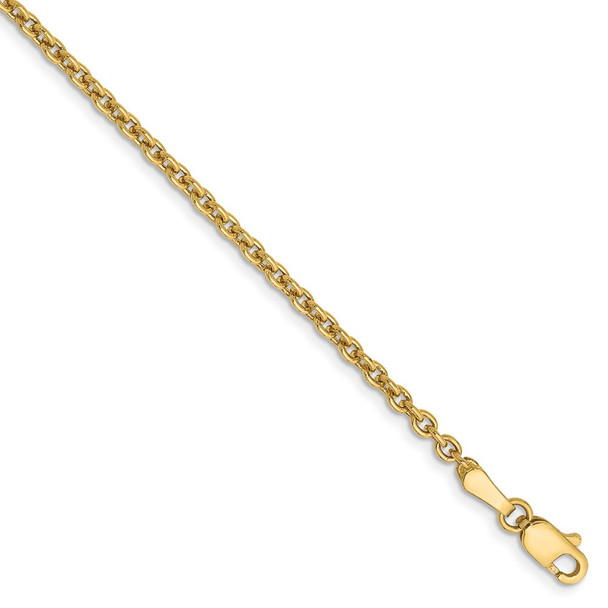 9" 14k Yellow Gold 2.2mm Forzantine Cable Chain Anklet