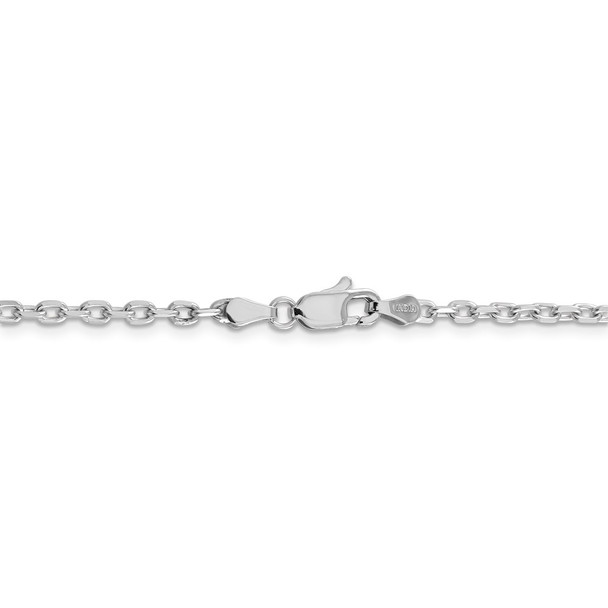 16" 14k White Gold 3mm Diamond-cut Round Open Link Cable Chain Necklace