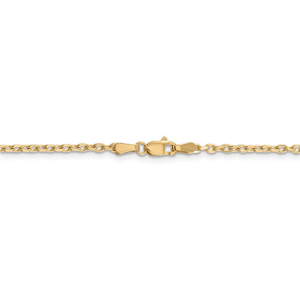 18" 14k Yellow Gold 2.2mm Diamond-cut Round Open Link Cable Chain Necklace