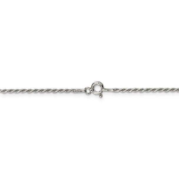 16" Rhodium-plated Sterling Silver 1.5mm Diamond-cut Rope Chain Necklace