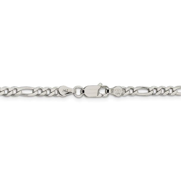 24" Sterling Silver 4mm Pave Flat Figaro Chain Necklace