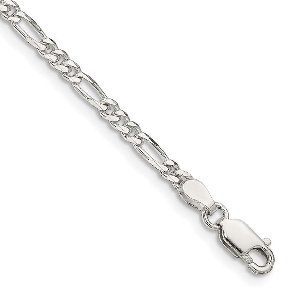 10" Sterling Silver 2.85mm Figaro Chain Anklet