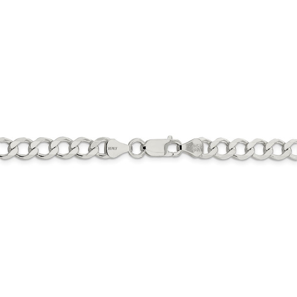 22" Sterling Silver 6.4mm Semi-solid Flat Curb Chain Necklace