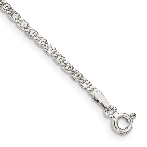 8" Sterling Silver 2mm Fancy Anchor Pendant Chain Bracelet