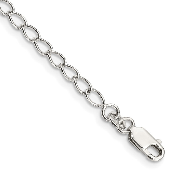 8" Sterling Silver 3mm Half Round Wire Open Curb Chain Bracelet