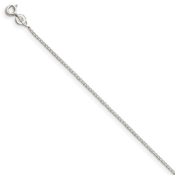 9" Sterling Silver 1mm Open Elongated Link Curb Chain Anklet