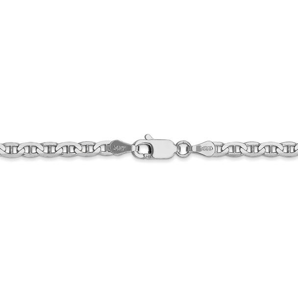 18" 14k White Gold 3mm Concave Anchor Chain Necklace