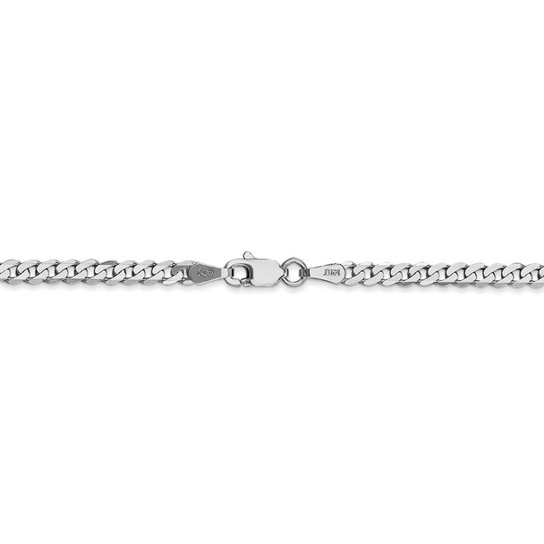 24" 14k White Gold 2.9mm Flat Beveled Curb Chain Necklace