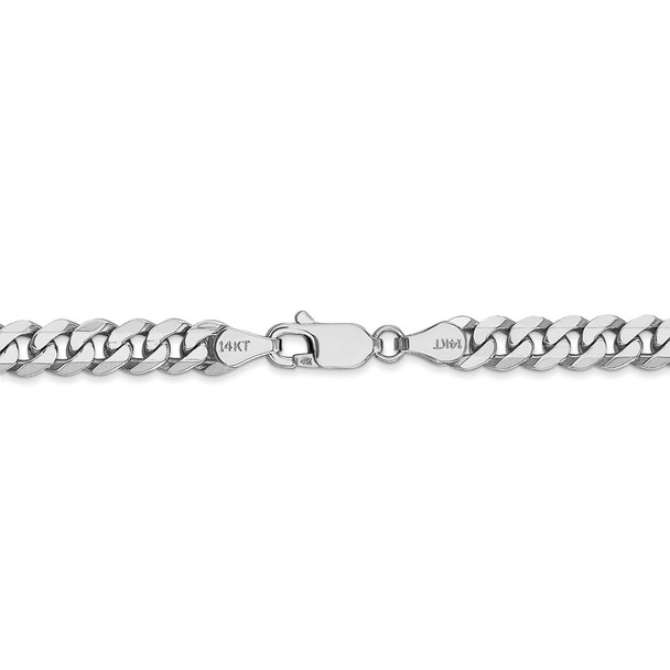 20" 14k White Gold 5.75mm Flat Beveled Curb Chain Necklace