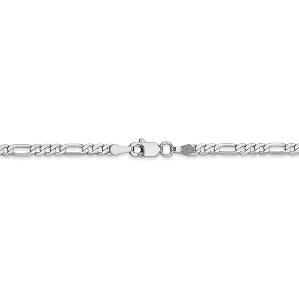 18" 14k White Gold 2.75mm Flat Figaro Chain Necklace