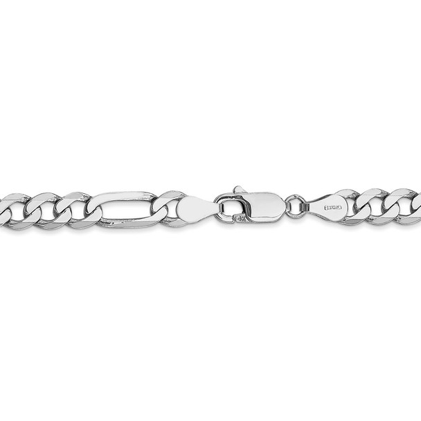 24" 14k White Gold 5.5mm Flat Figaro Chain Necklace