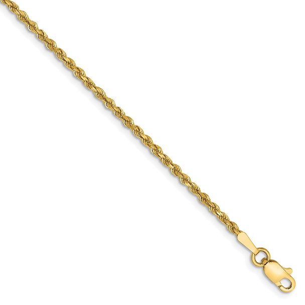 9" 14k Yellow Gold 1.75mm Diamond-cut Rope Chain Anklet