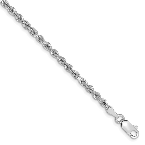 7" 14k White Gold 2.75mm Diamond-cut Rope with Lobster Clasp Chain Bracelet