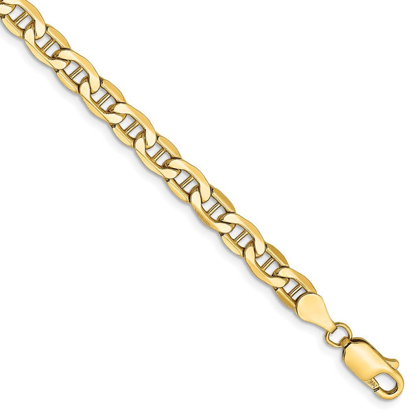 8" 14k Yellow Gold 4.75mm Semi-Solid Anchor Chain Bracelet