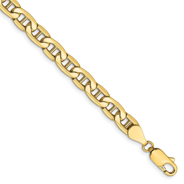 8" 14k Yellow Gold 5.5mm Semi-Solid Anchor Chain Bracelet