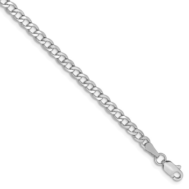 9" 14k White Gold 3.35mm Semi-Solid Curb Chain Anklet