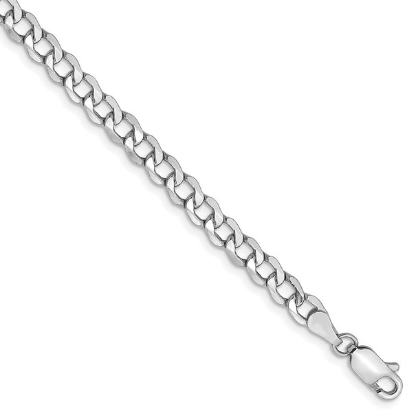 7" 14k White Gold 4.3mm Semi-Solid Curb Chain Bracelet