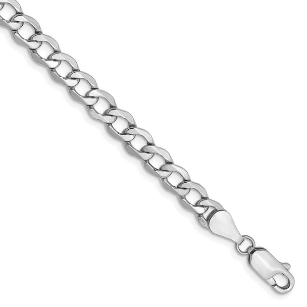 8" 14k White Gold 5.25mm Semi-Solid Curb Chain Bracelet