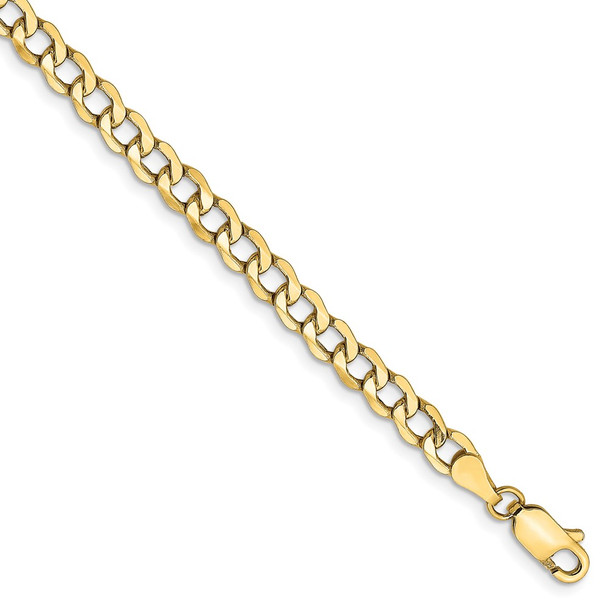 8" 14k Yellow Gold 4.3mm Semi-Solid Curb Chain Bracelet