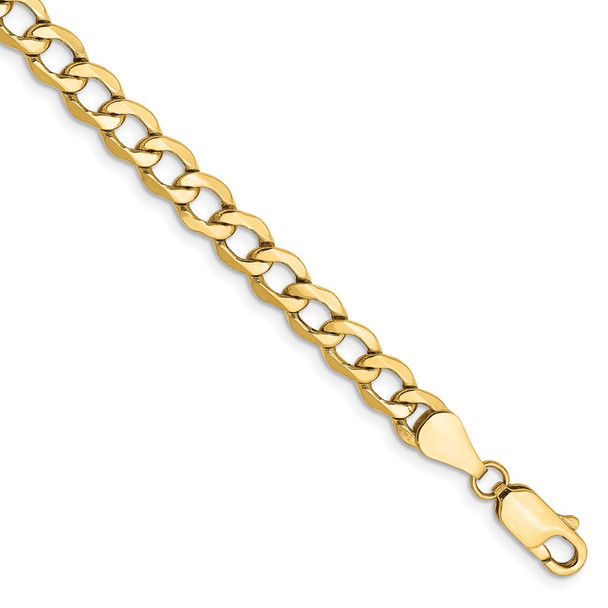 7" 14k Yellow Gold 5.25mm Semi-Solid Curb Chain Bracelet