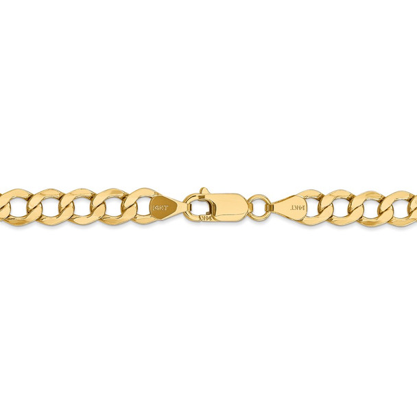 24" 14k Yellow Gold 6.5mm Semi-Solid Curb Chain Necklace